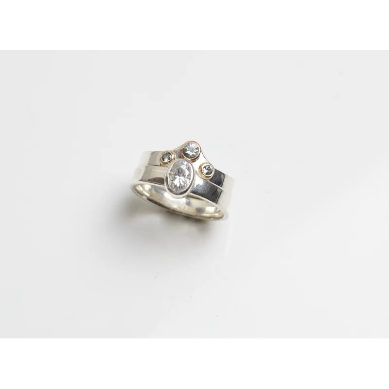 Shades of Blue Mirror Ring Set