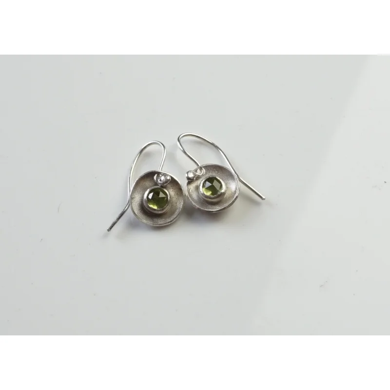 Silver Peridot Drop Earrings